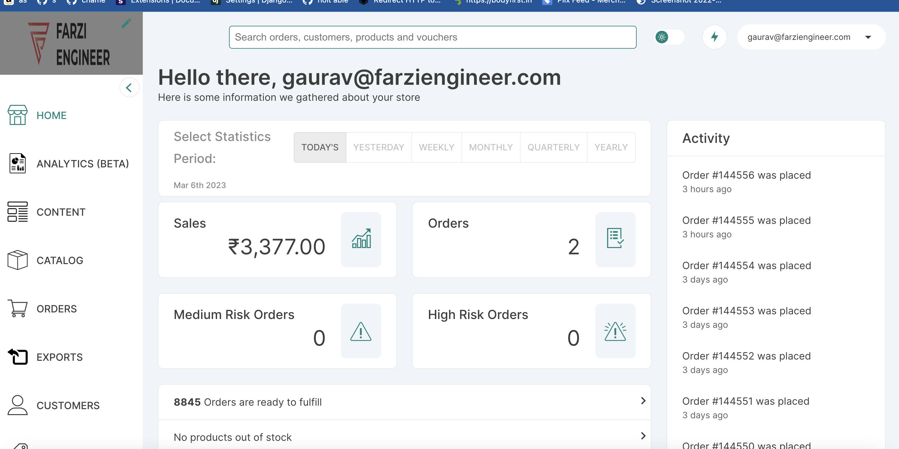 Medium Risk and High Risk Orders