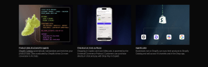 shopify Spring '26 Agentic Commerce showing structured product data in Shopify Catalog powering AI shopping across ChatGPT, Microsoft Copilot, and Google.